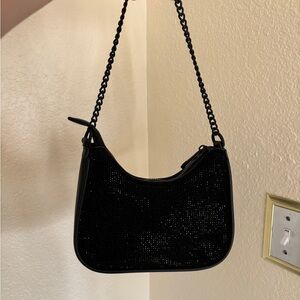 Black Sparkle Chain Shoulder Bag